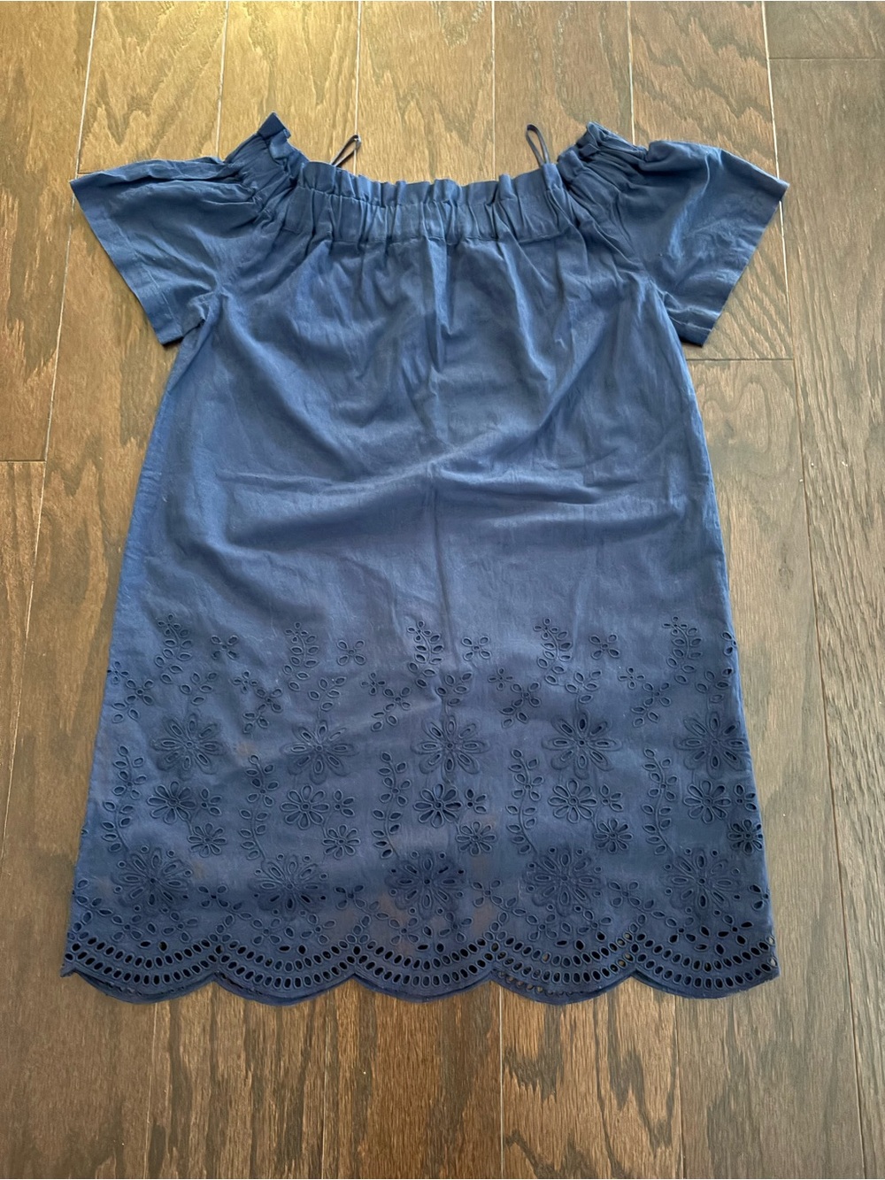 VINEYARD VINES Off The Shoulder Dress Navy Blue Eyelet Casual Beach Dress Sz XXS